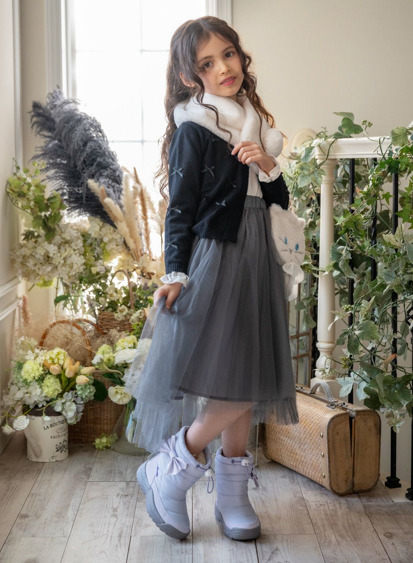 送料無料目玉スノーブーツ収納式スパイク付き女の子カジュアルブーツウィンターブーツキッズジュニア防滑防寒靴雪雪靴ミドル丈裏起毛キャサリンコテージTAK