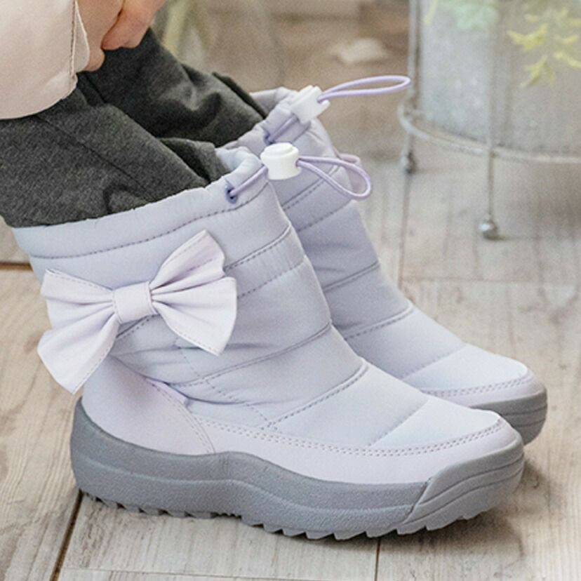 スノーブーツ収納式スパイク付き女の子カジュアルブーツウィンターブーツキッズジュニア防滑防寒靴雪雪靴ミドル丈裏起毛キャサリンコテージ