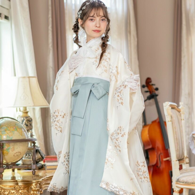 袴セット卒業式卒園式着付け簡単刺繍入り袴和装セットジュニア女の子[着物上衣/袴/袴下帯/帯枕]赤白黒緑卒服小学生子供[110120130140150160cm]キッズ和服小学校通販購入