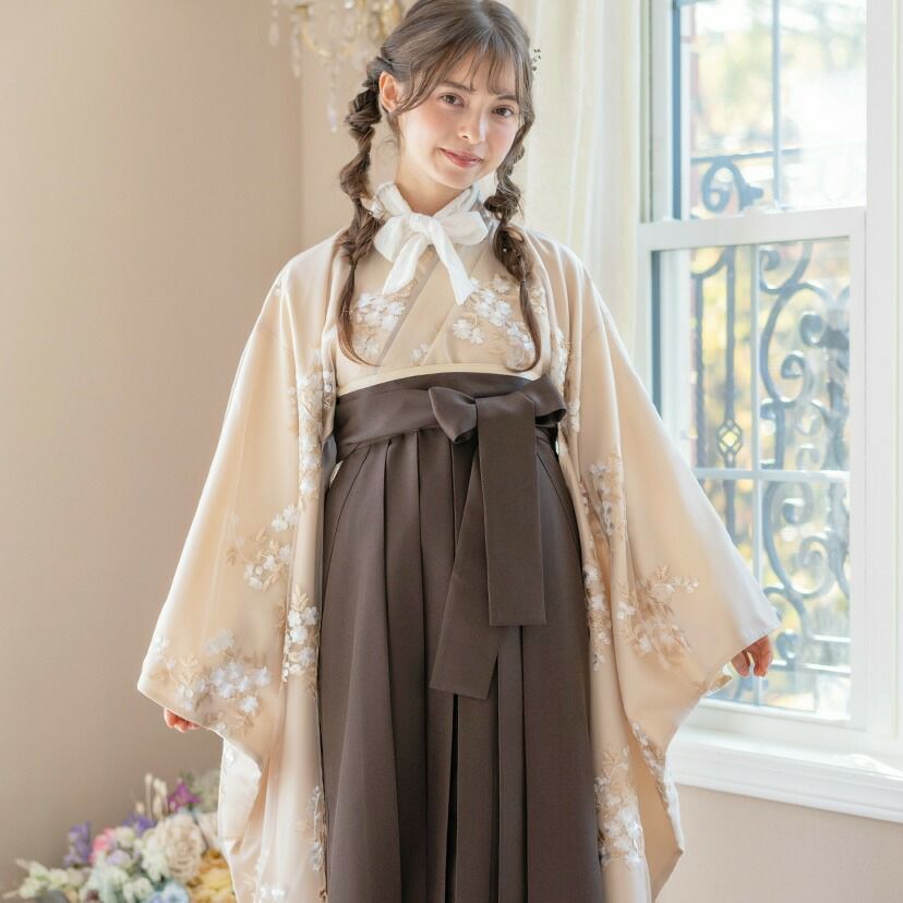 袴セット卒業式卒園式着付け簡単刺繍入り袴和装セットジュニア女の子[着物上衣/袴/袴下帯/帯枕]赤白黒緑卒服小学生子供[110120130140150160cm]キッズ和服小学校通販購入