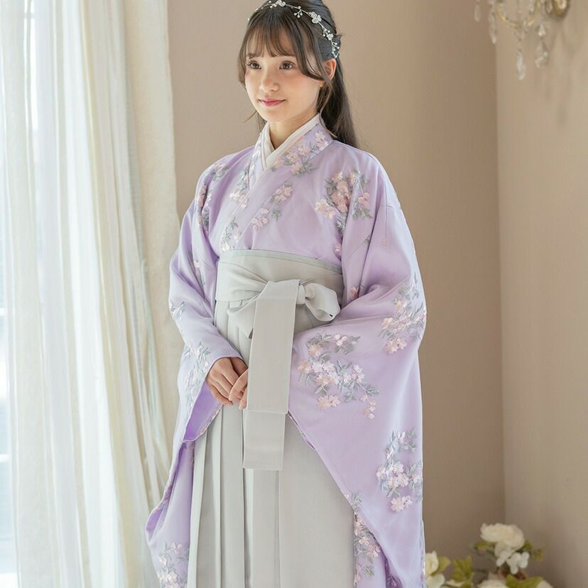 袴セット卒業式卒園式着付け簡単刺繍入り袴和装セットジュニア女の子[着物上衣/袴/袴下帯/帯枕]赤白黒緑卒服小学生子供[110120130140150160cm]キッズ和服小学校通販購入