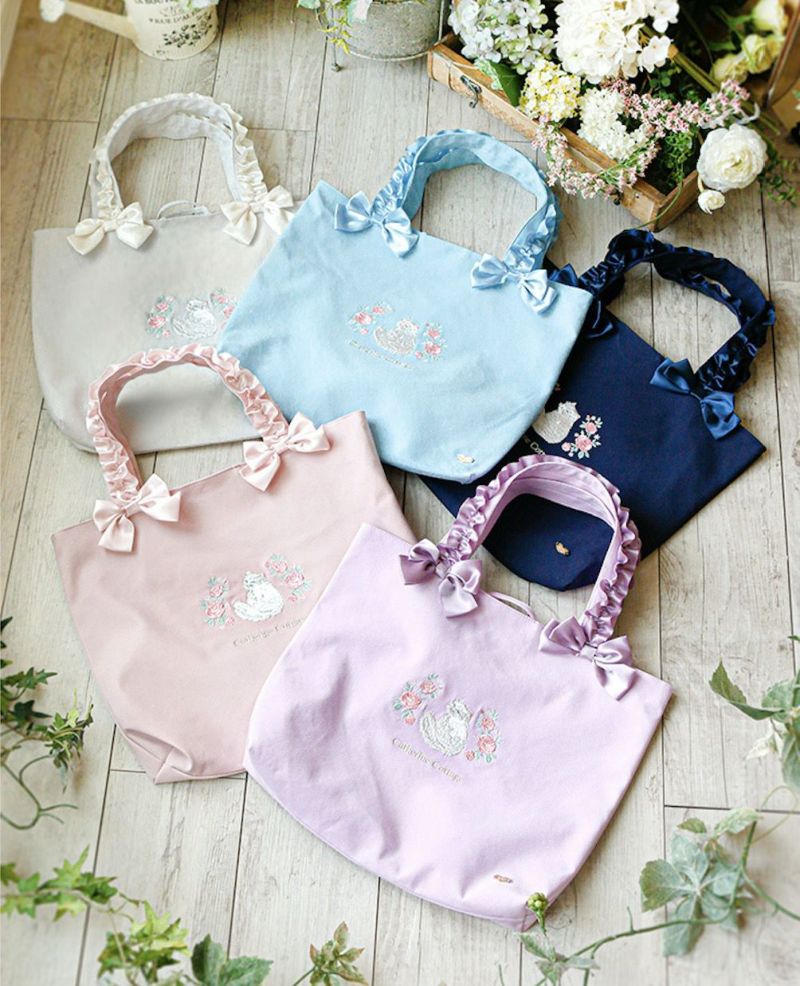 送料無料【入学卒業最終・目玉セール】猫刺繍レッスンバッグ
