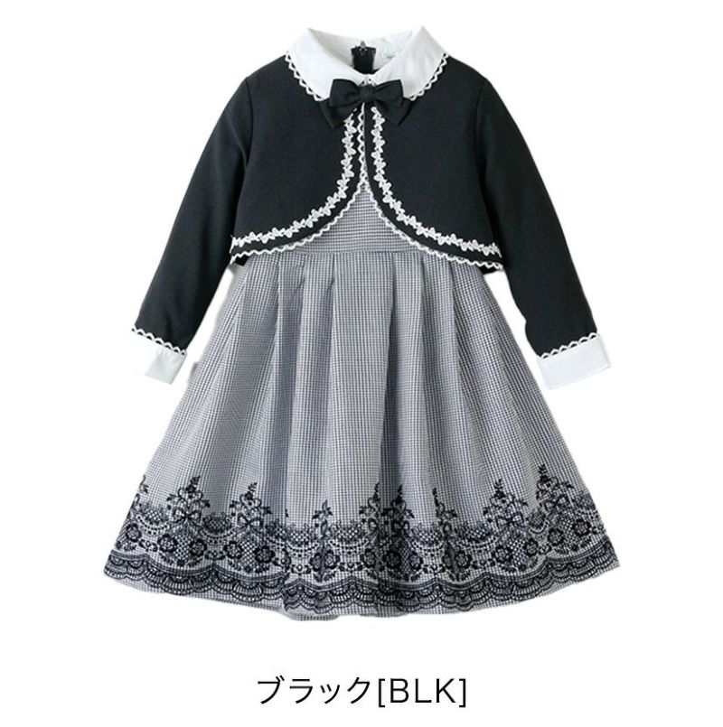 送料無料女の子 レースボレロとフロッキープリントのワンピース