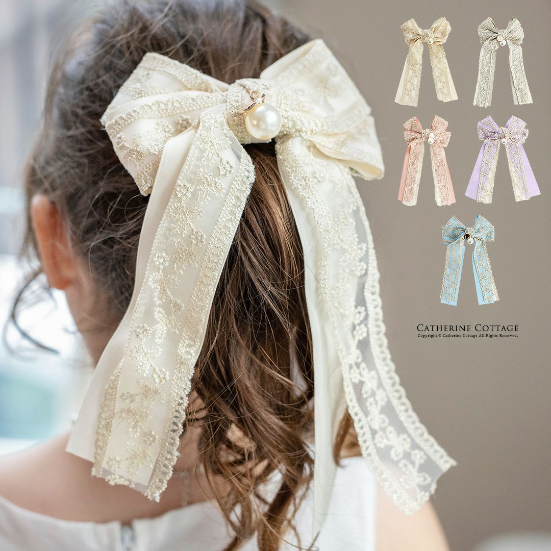 プリンセスリボンヘアクリップ髪飾りアクセサリーヘアアクセサリーキッズ大人YUP6