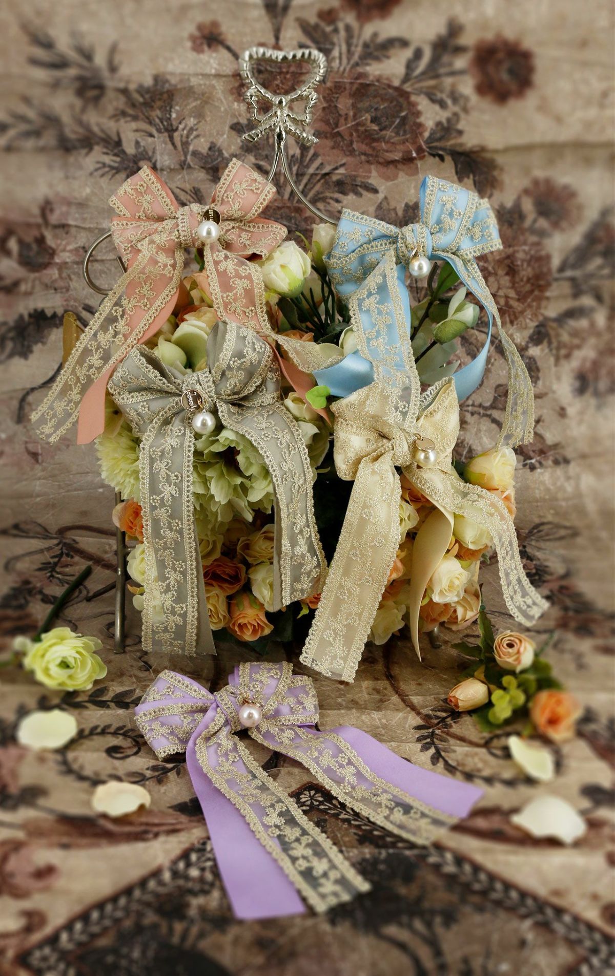 プリンセスリボンヘアクリップ髪飾りアクセサリーヘアアクセサリーキッズ大人YUP6