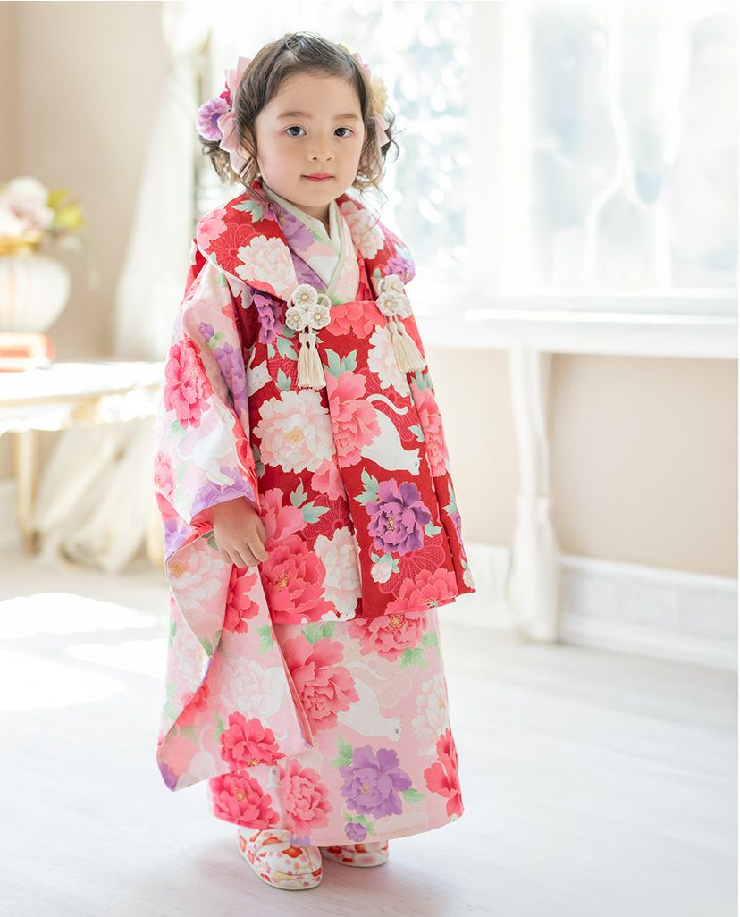 花柄鼻緒のスリッポン 七五三 草履風 3歳 5歳 女児 753 歩きやすい 痛くない 脱げにくい ストラップ 和柄 和風 和装 靴 子供靴 履物