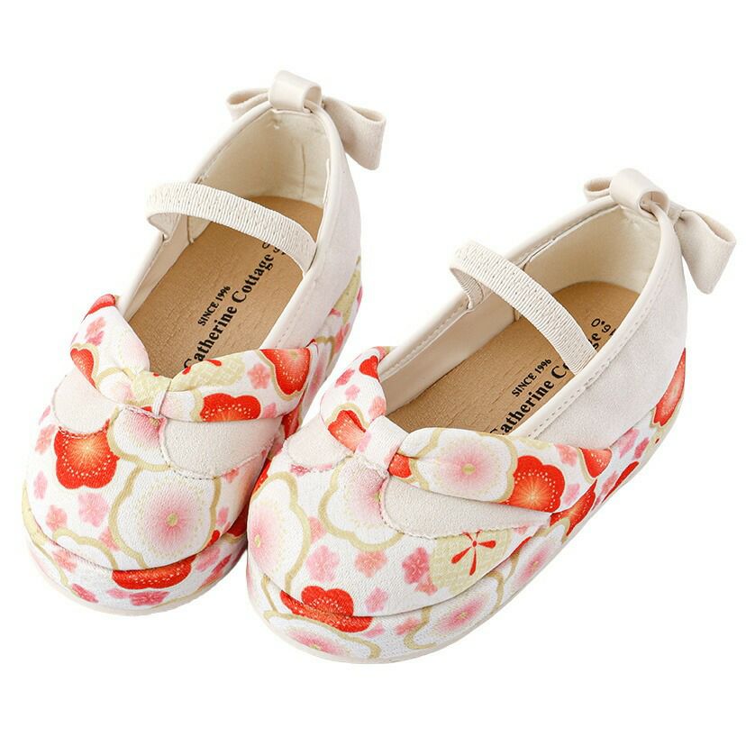 花柄鼻緒のスリッポン 七五三 草履風 3歳 5歳 女児 753 歩きやすい 痛くない 脱げにくい ストラップ 和柄 和風 和装 靴 子供靴 履物