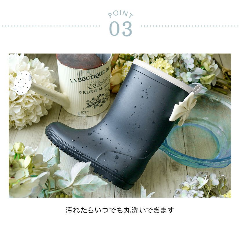雨の日のおしゃれの味方！バックリボンがかわいいレインブーツ,ミントグリーン,ライラック,紺/DE015