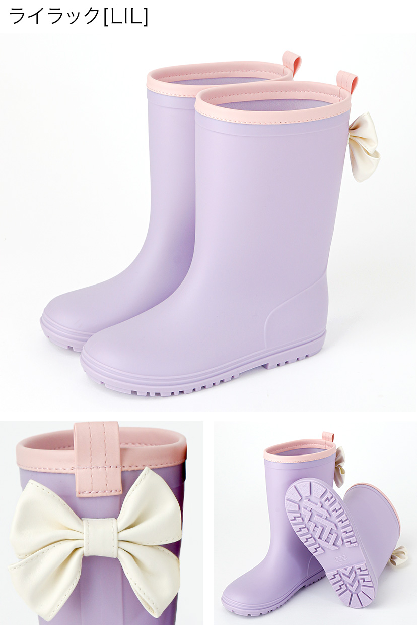 雨の日のおしゃれの味方！バックリボンがかわいいレインブーツ,ミントグリーン,ライラック,紺/DE015