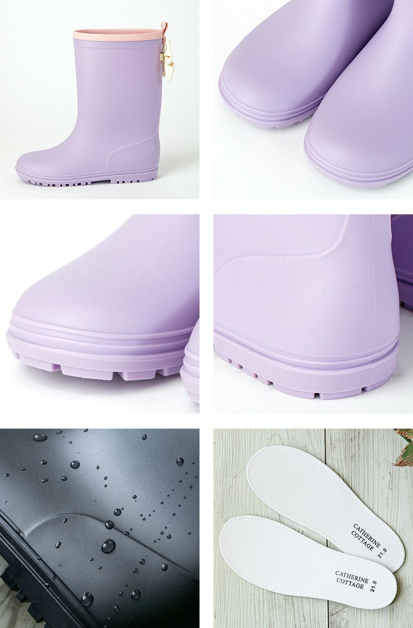 雨の日のおしゃれの味方！バックリボンがかわいいレインブーツ,ミントグリーン,ライラック,紺/DE015