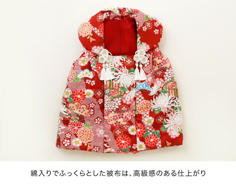 花柄織入り花柄生地着物ワンピース＆同柄被布セット