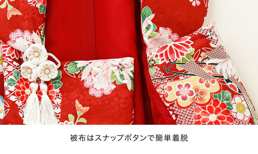 花柄織入り花柄生地着物ワンピース＆同柄被布セット