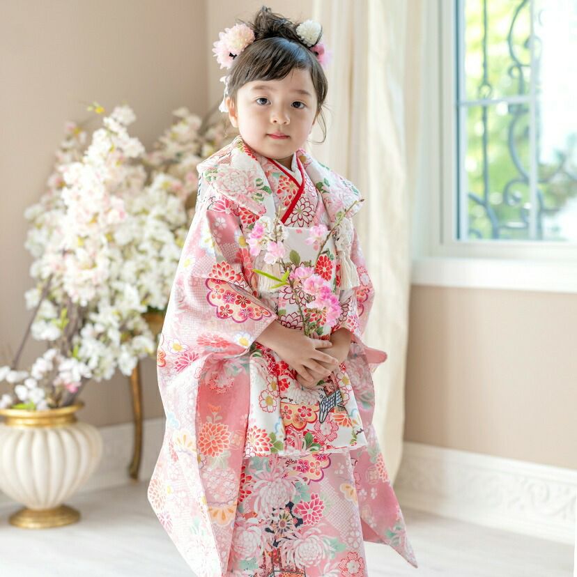 送料無料被布セット 3歳女の子 七五三 753 三歳 花柄織入り花柄生地