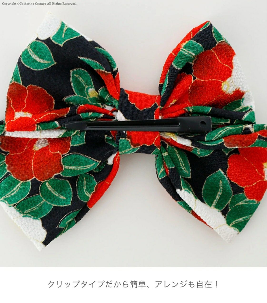 椿ハイカラさんリボンクリップちりめん和装ヘアアクセサリー【一部色超目玉セール】和風髪飾り着物袴浴衣和服かわいいヘア卒業式ヘアアレンジTAK七五三和装アクセサリー