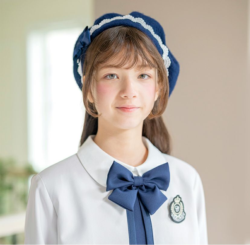 小さなリボンをあしらった正面デザインのベレー帽 キャサリンコテージ
