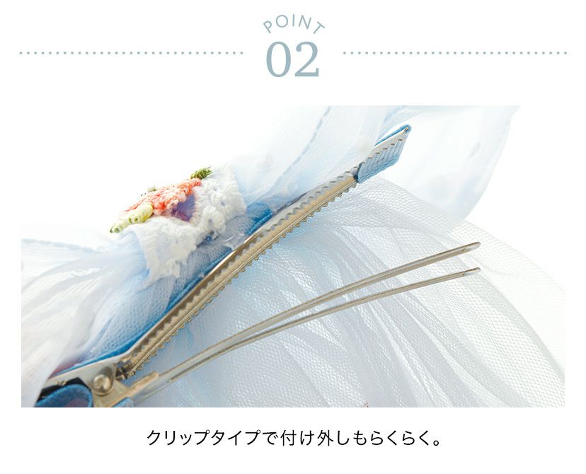 ビッグレースリボンヘアクリップ白アクセサリーヘアアクセサリーYUP6