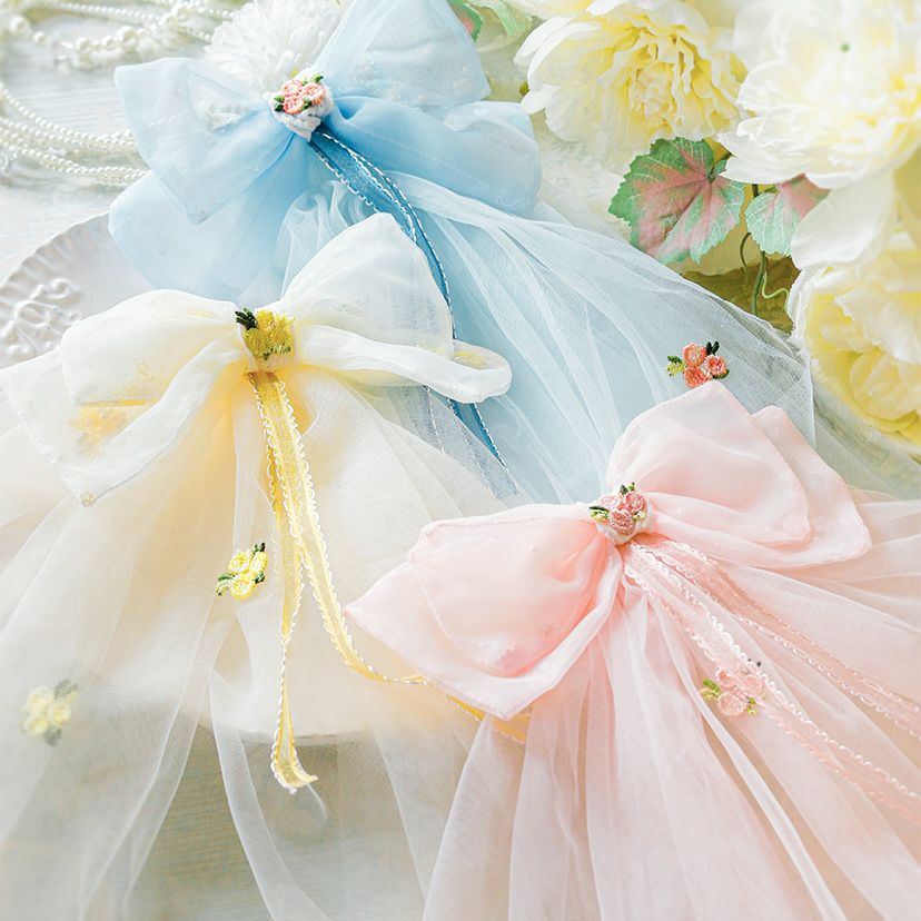 ビッグレースリボンヘアクリップ白アクセサリーヘアアクセサリーYUP6