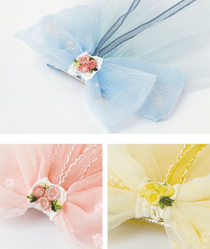 ビッグレースリボンヘアクリップ白アクセサリーヘアアクセサリーYUP6