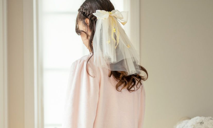 ビッグレースリボンヘアクリップ白アクセサリーヘアアクセサリーYUP6