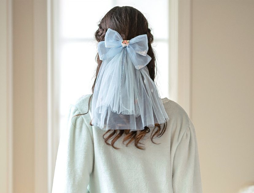 ビッグレースリボンヘアクリップ白アクセサリーヘアアクセサリーYUP6